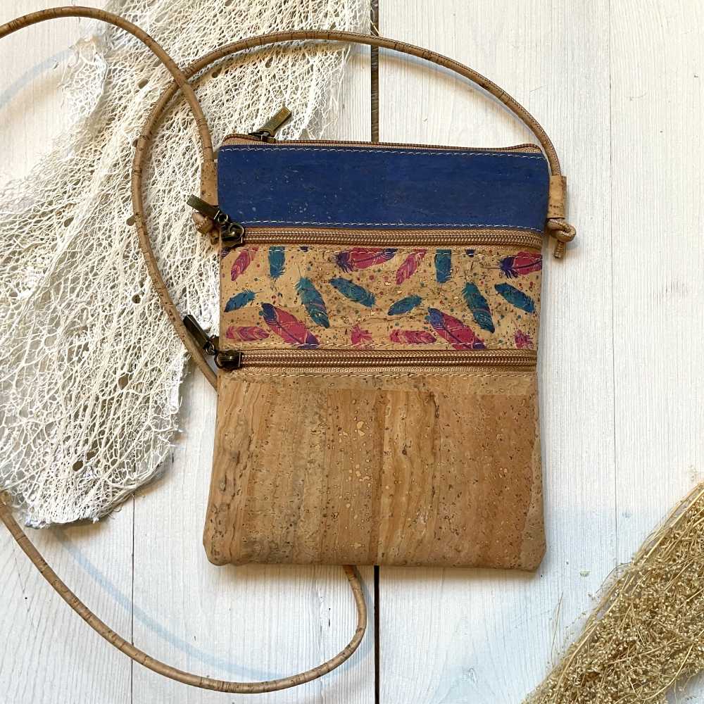 Sac à bandoulière en liège plumes