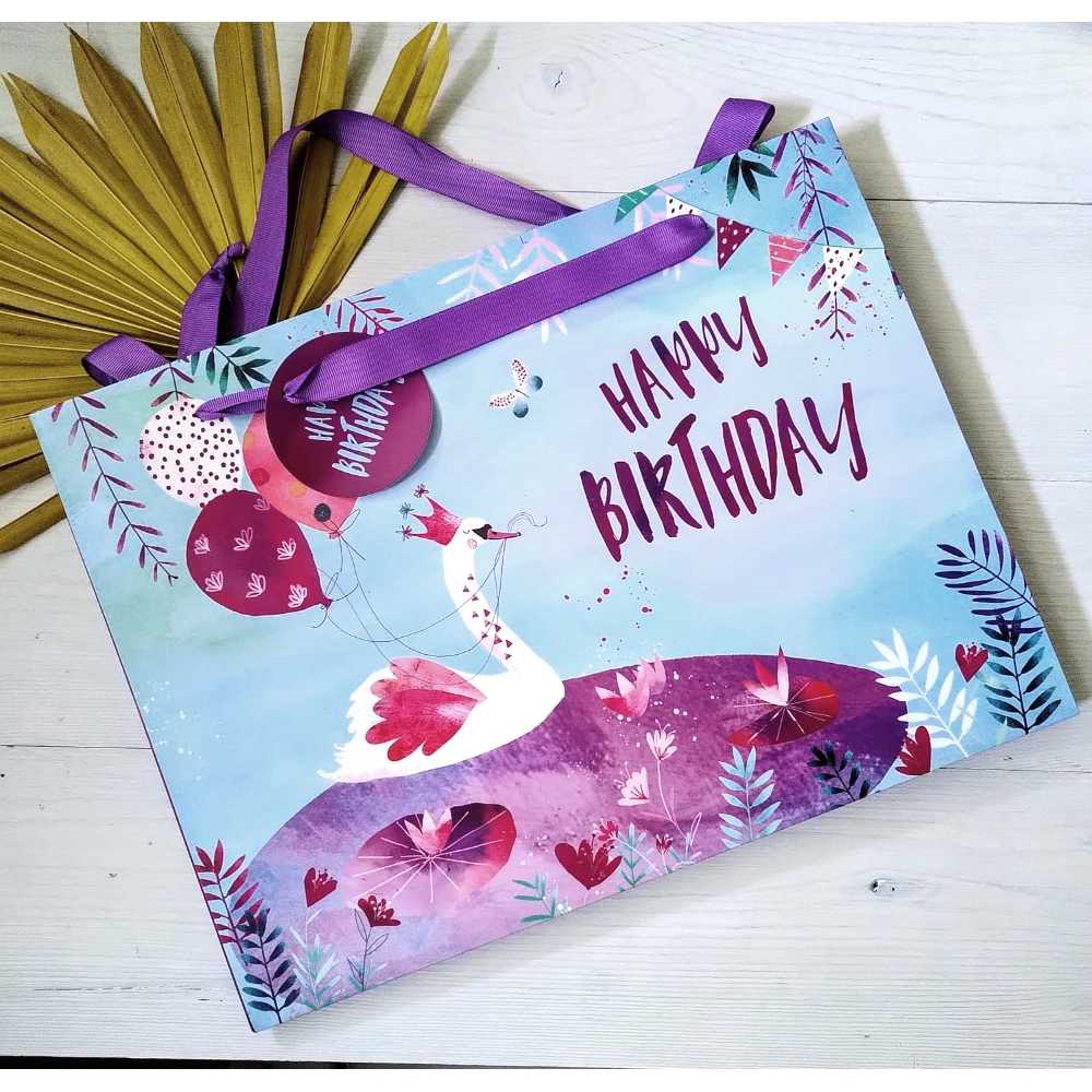 Sac cadeau "Happy Birthday" swan Princess