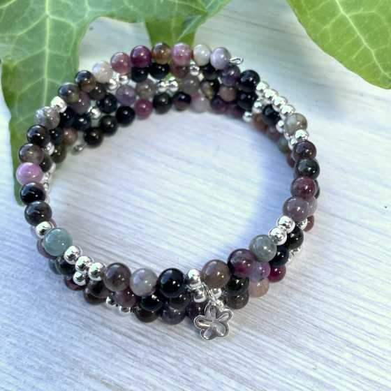 Bracelet triple Tourmaline et argent 925, taille S/M