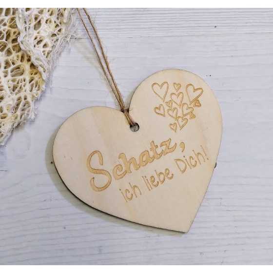 Herz aus Holz "Schatz, ich liebe dich"