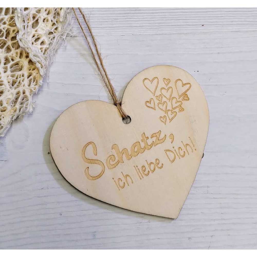 Herz aus Holz "Schatz, ich liebe dich"