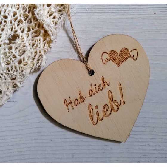 Herz aus Holz "Hab dich lieb"