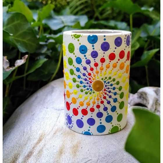 Kerzenhalter 100% home made - Regenbogenspirale