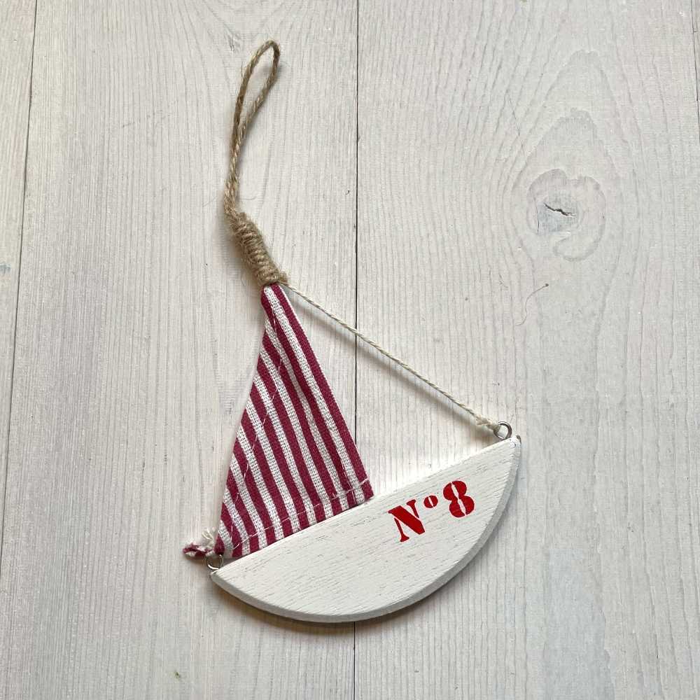 Dekoratives Holzboot zum Aufhängen - rot