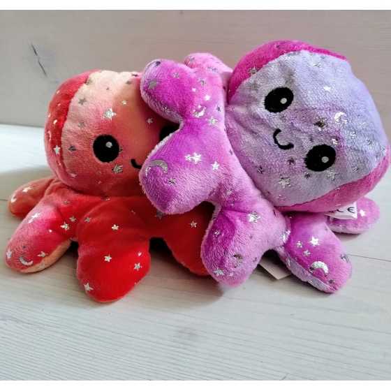 Plüschtier Octopus zum Umdrehen 20 cm mit Sternenmuster.
