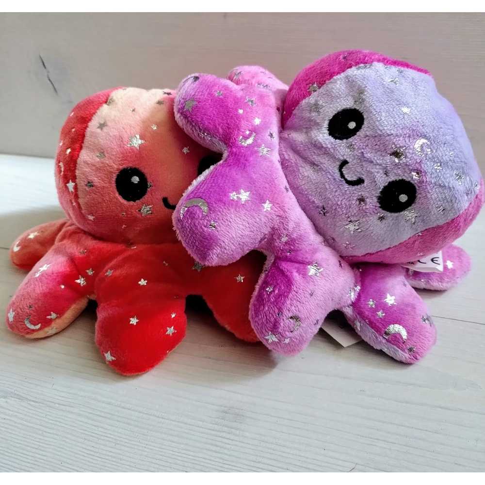 Peluche Octopus retournable 20 cm avec motifs étoilés