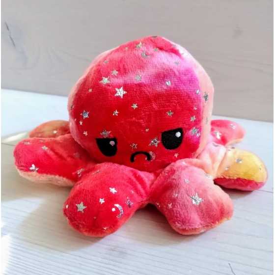 Plüschtier Octopus zum Umdrehen 20 cm mit Sternenmuster.
