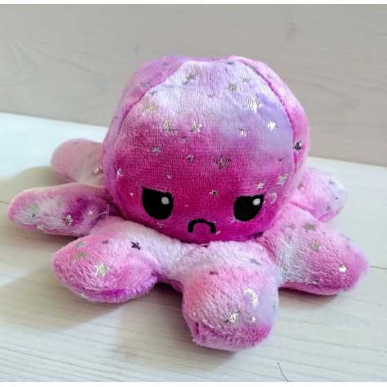 Peluche Octopus retournable 20 cm avec motifs étoilés