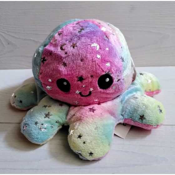 Peluche Octopus retournable 20 cm avec motifs étoilés