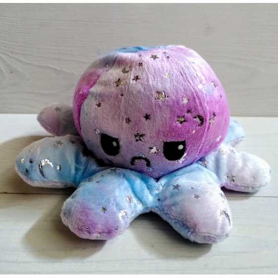 Plüschtier Octopus zum Umdrehen 20 cm mit Sternenmuster.