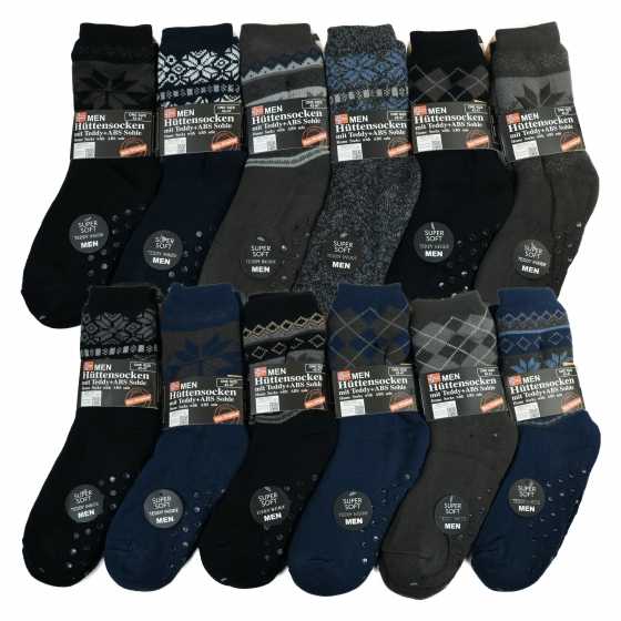 Chaussettes pour hommes avec doublure épaisse et impression ABS anti-dérapante - Antonio
