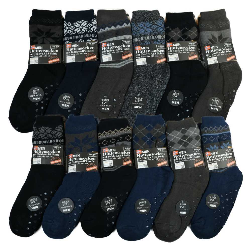 Chaussettes pour hommes avec doublure épaisse et impression ABS anti-dérapante - Antonio