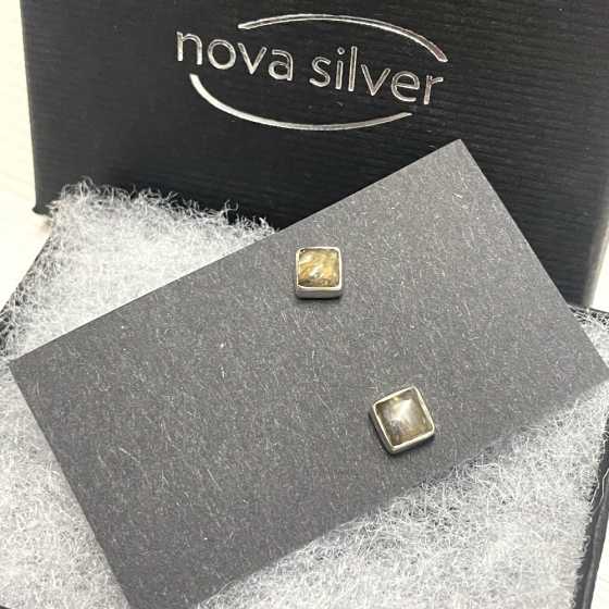 Quadrat Labradorit Ohrstecker 5mm