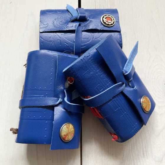 Kleines handgefertigtes Notizbuch aus Leder - Blau