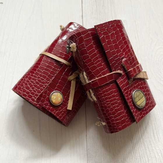 Petit carnet artisanal en cuir - Impression Crocodile