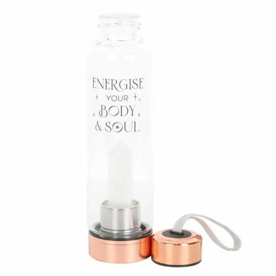Body and Soul Glas Wasserflasche mit Quarz