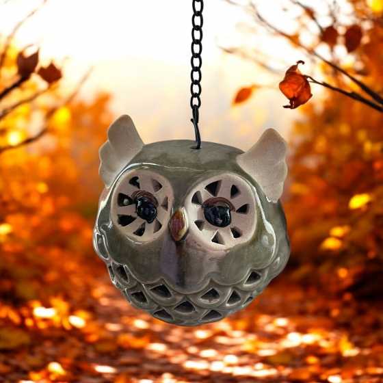 Hibou photophore à suspendre - vert