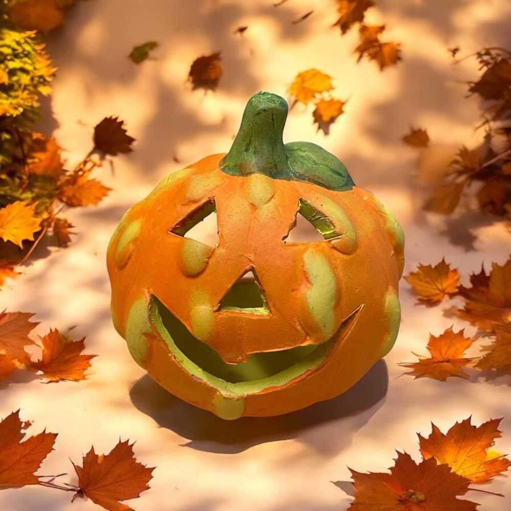 Kleiner Kürbis Halloween-Windlicht - orange
