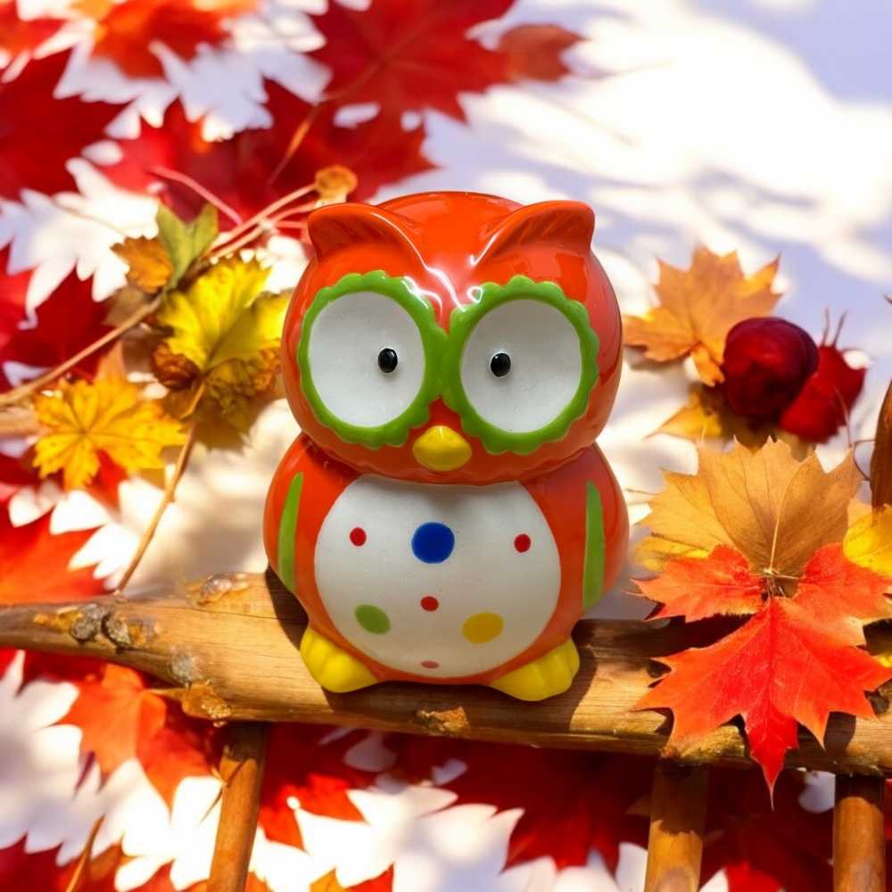 Tirelire hibou petite - Orange