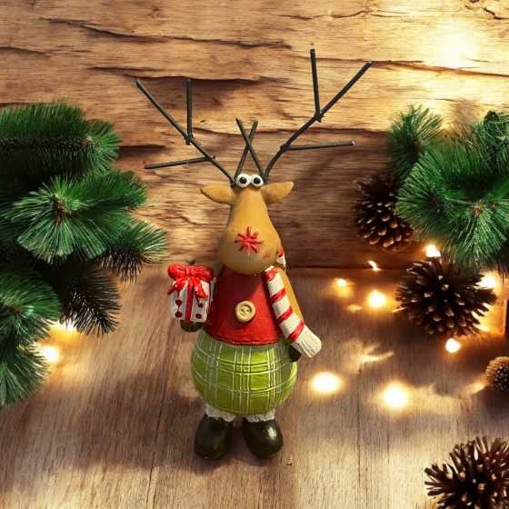 Kleines Rentier aus Kunstharz und Metall - Geschenk