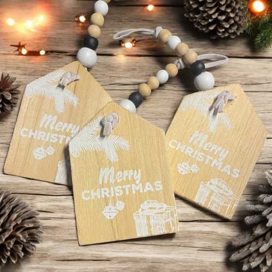 Etiquette en bois - Merry...