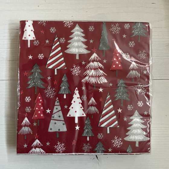 Serviettes sapins rouges