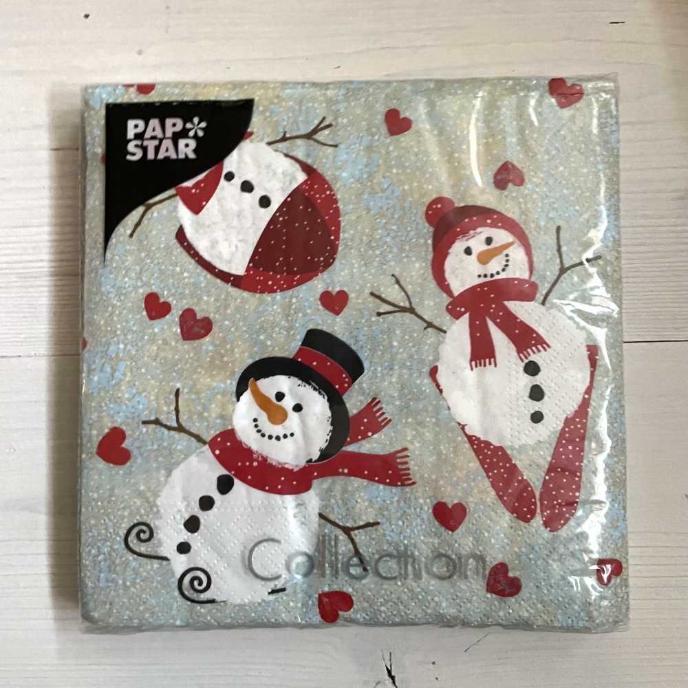 SERVIETTES Playing Snowmen,  decoration, table de noël, idées cadeaux