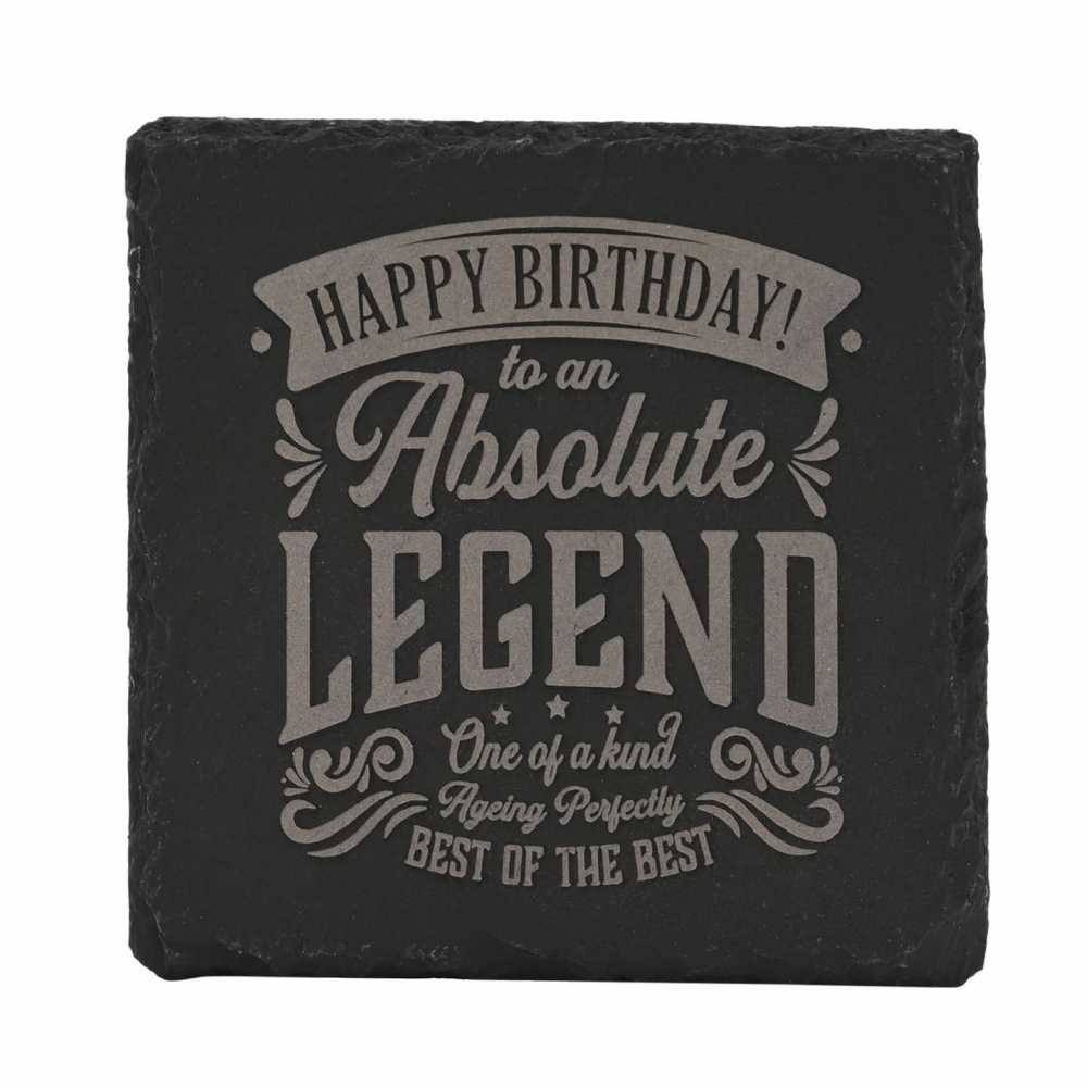 Untersetzer aus Schiefer Harvey Makin Legend - Happy Birthday