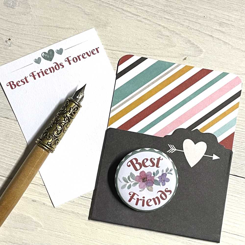 Carte de vœux et badge Best Friends