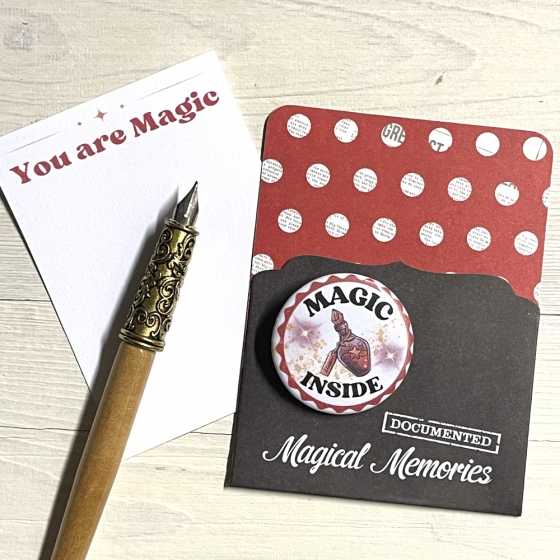 Carte de vœux et badge Magic Inside