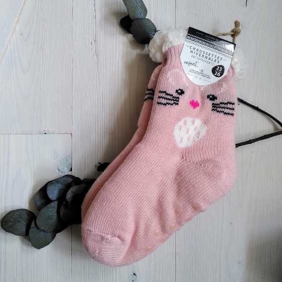 Rutschfeste rosa Wintersocken für Kinder - 23/26