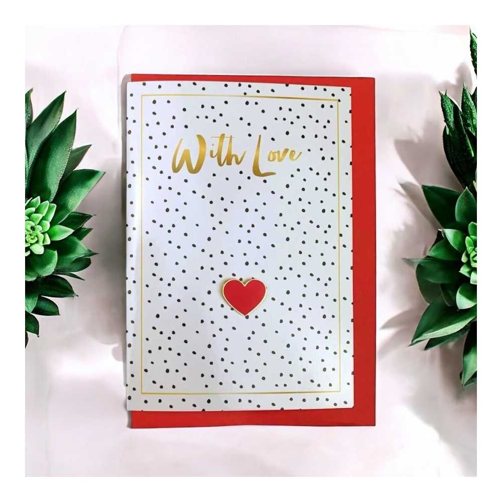 Geschenkkarte mit Herz Ansteck-Pin