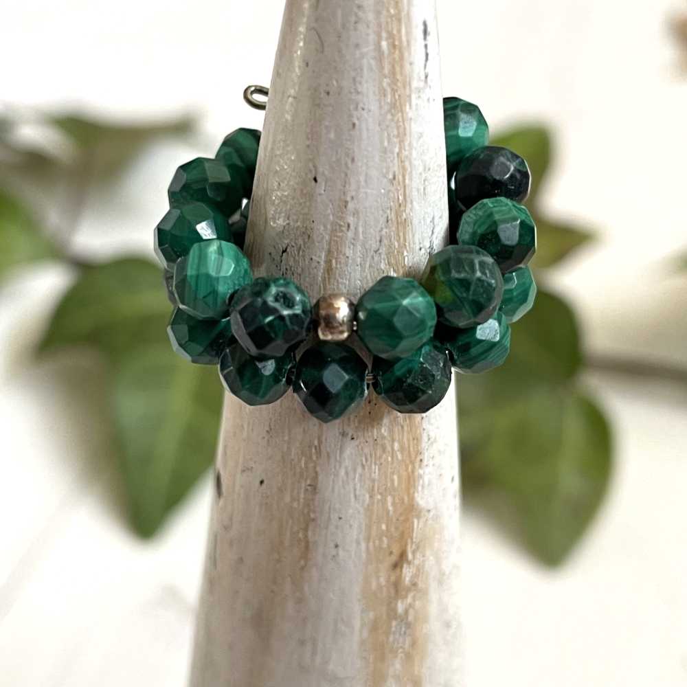 Bague Malachite facettée et argent