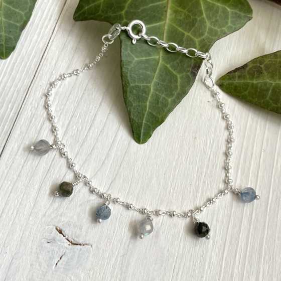 Bracelet en Argent "Clarté et Protection" – Labradorite, Kyanite & Tourmaline Verte