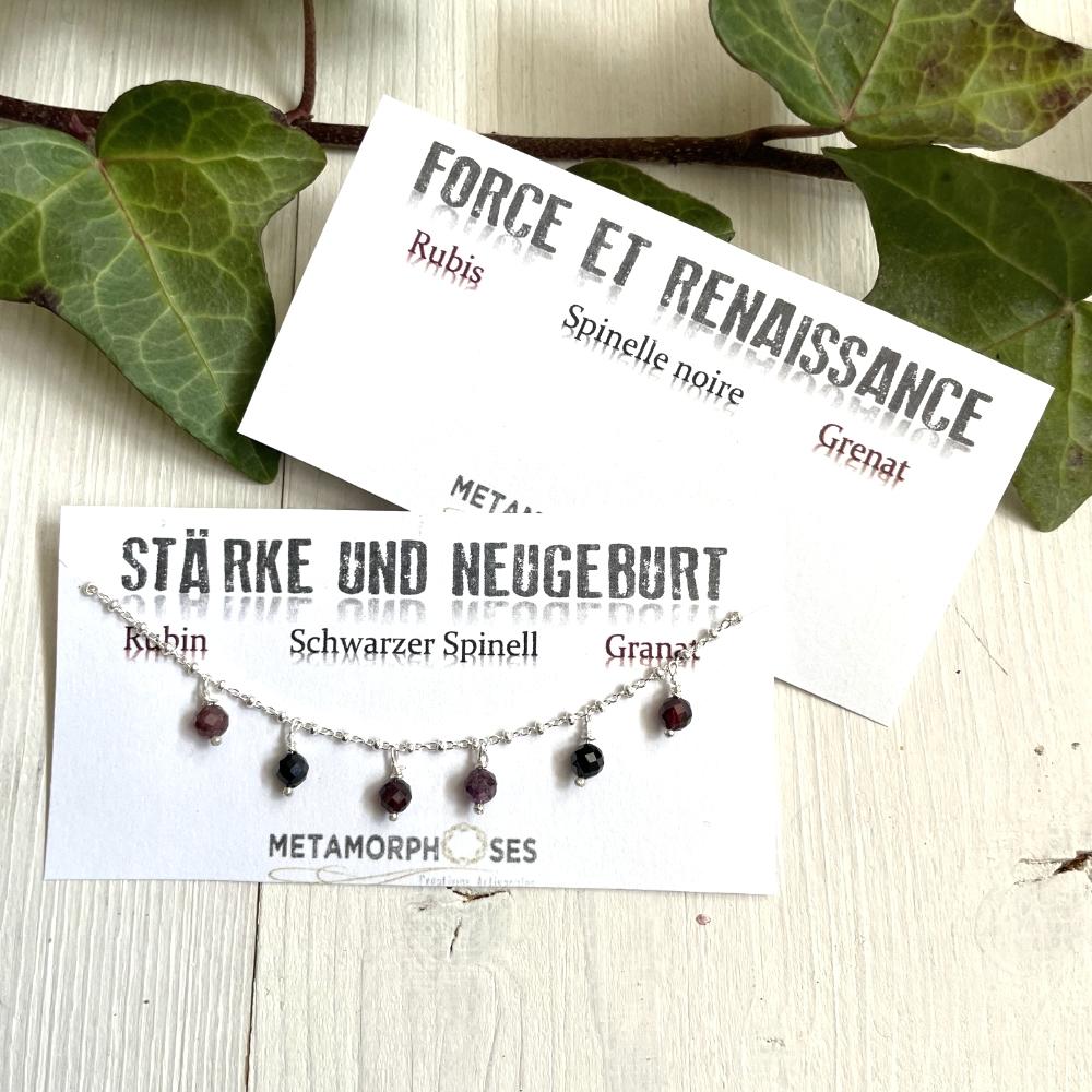 Bracelet en Argent "Force et Renaissance" – Rubis, Spinelle Noire & Grenat
