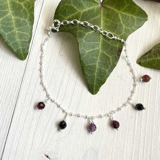 Bracelet en Argent "Force et Renaissance" – Rubis, Spinelle Noire & Grenat