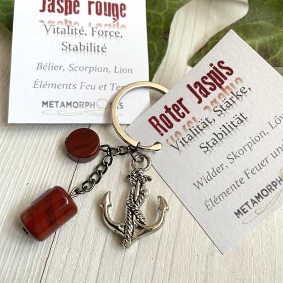 Rot Jaspis-Schlüsselanhänger  - Vitalität, Stärke, Stabilität