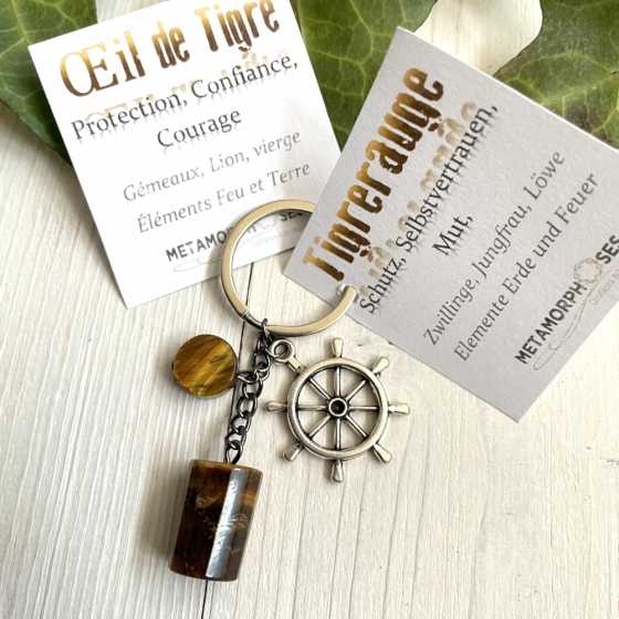 Porte-clés Oeil de Tigre - Protection, Confiance, Courage