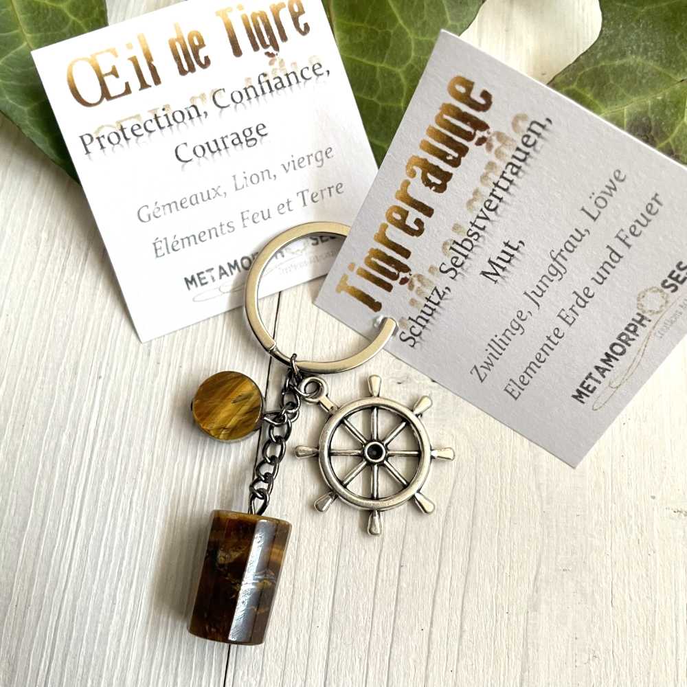 Porte-clés Oeil de Tigre - Protection, Confiance, Courage