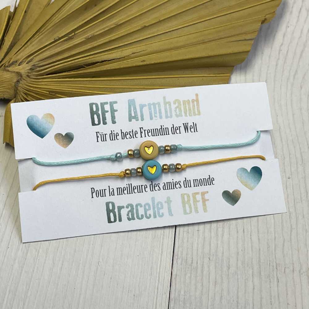 Lot de deux petits bracelets à noeuds coulissants BFF, pour la meilleure des amies du monde!