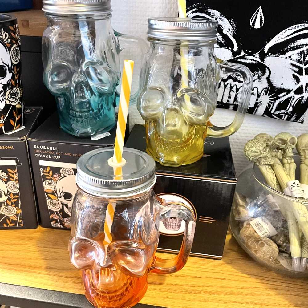 Glas Mason Jar Skull
