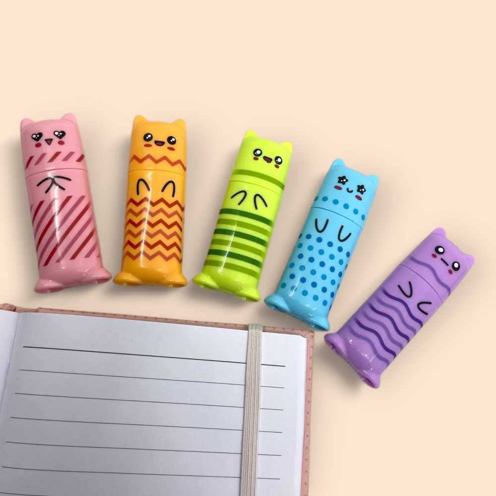 Surligneur Pastel Kawaii – Chat (mini format)