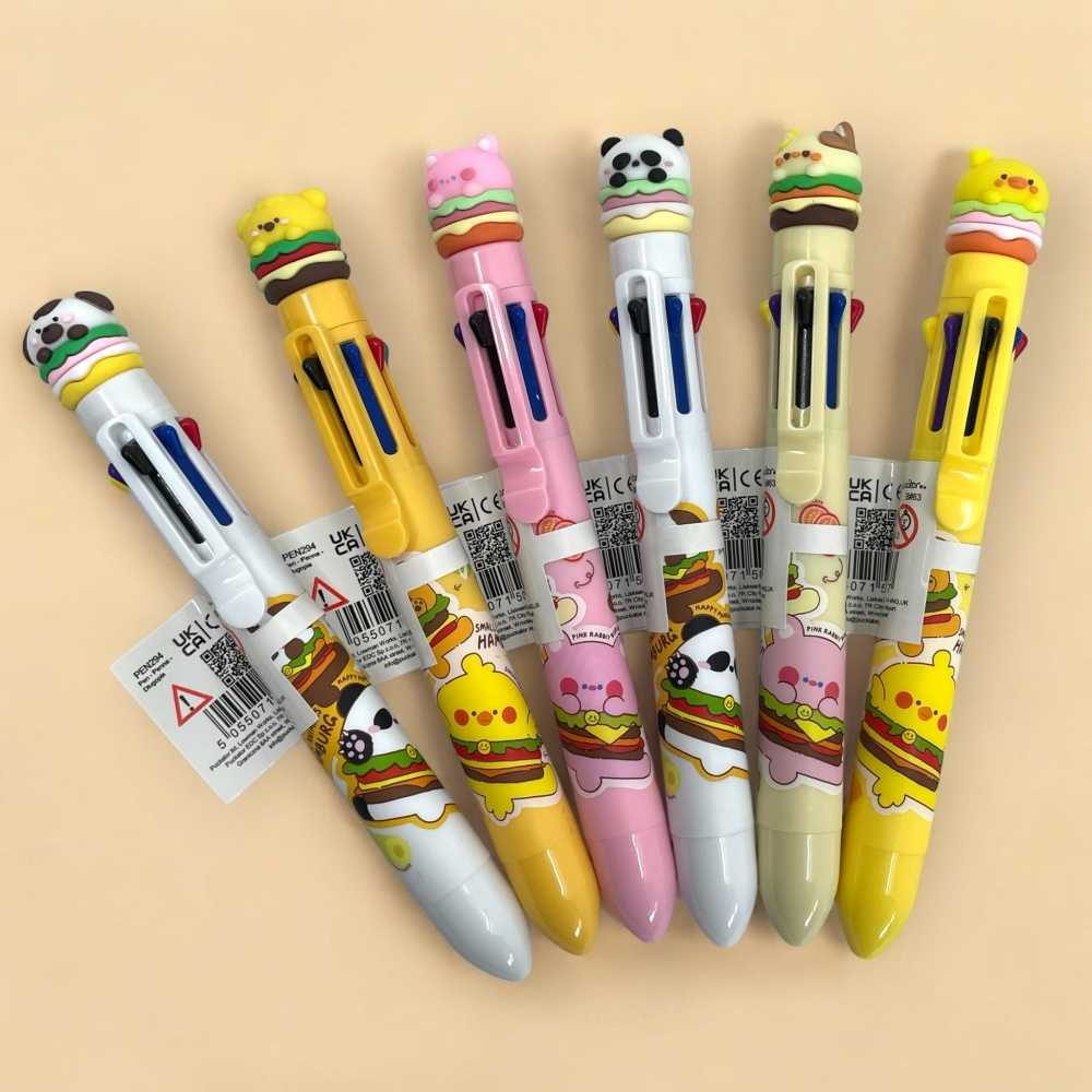 Stylo 8 couleurs avec topper Hamburger