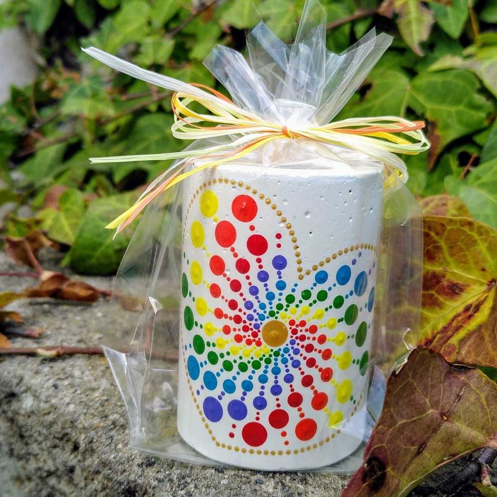Kerzenhalter 100% home made - Regenbogenherz