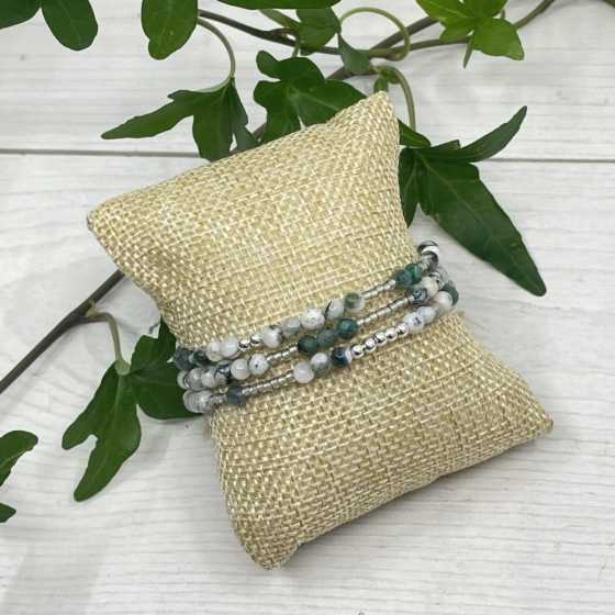 Armband aus Moosachat & Smaragd – 925er Silber – Harmonie & Regeneration