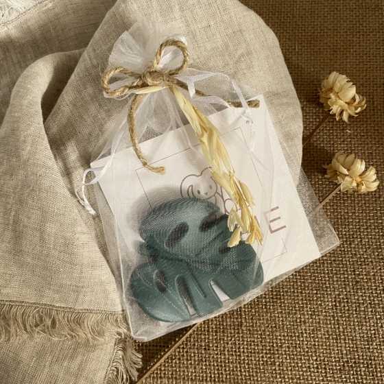 Snufie Beissring – grünes Blatt aus weichem Silikon