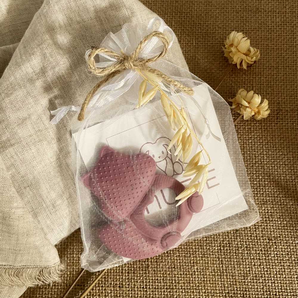 Anneau dentition Snufie – Renard magique en silicone doux rose