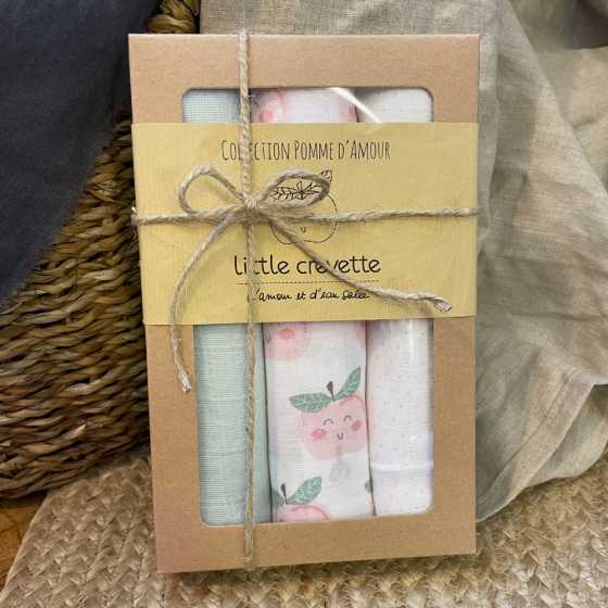 3er-Set Wickeltuch Pomme d'amour