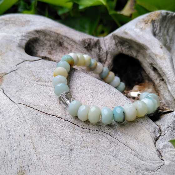 Bracelet Amazonite et Swarovski - Créativité, Tendresse, Apaisement