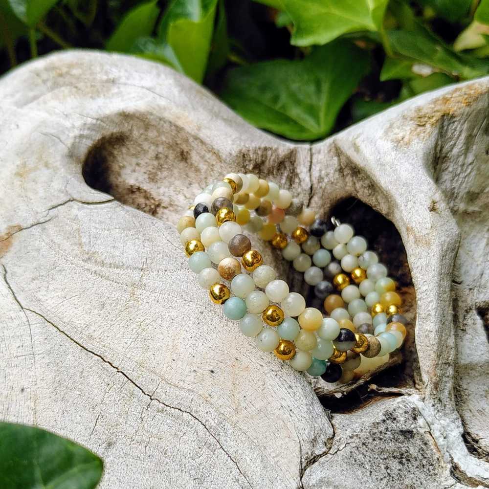 Bracelet triple Amazonite doré